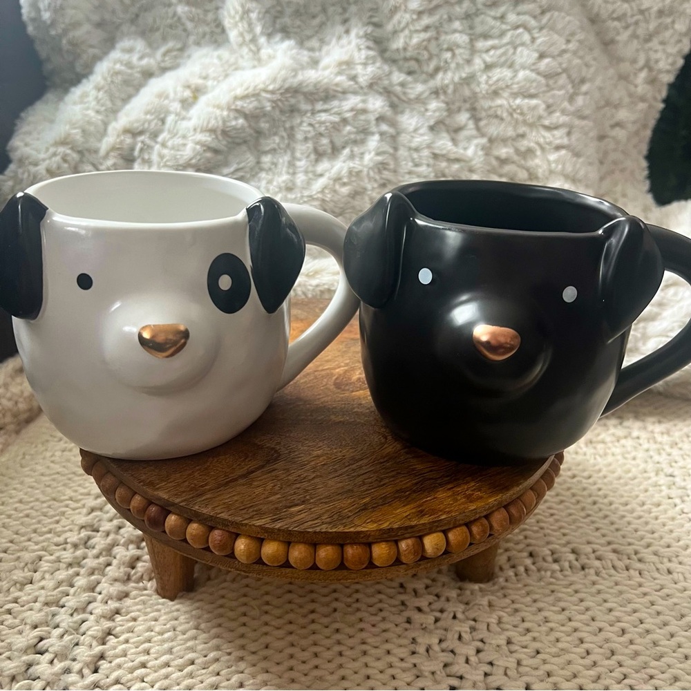Mugs Black White Puppy Dog 3D Nose Ears Ceramic Coffee Cup X-Large 24oz